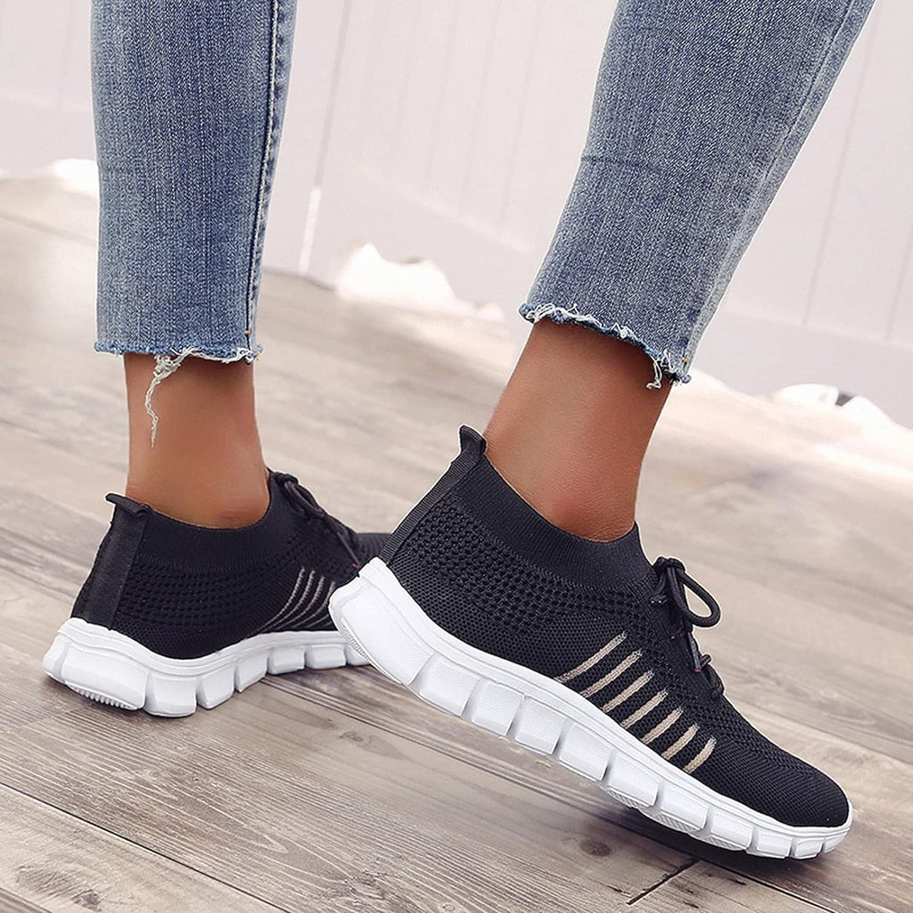 Black Running Shoes Women Womens Fashion Tennis Shoes Lightweight Mesh Running Walking Sneaker Lace-Up Sport Shoes Runing Breathable Shoes Sneakers, 9