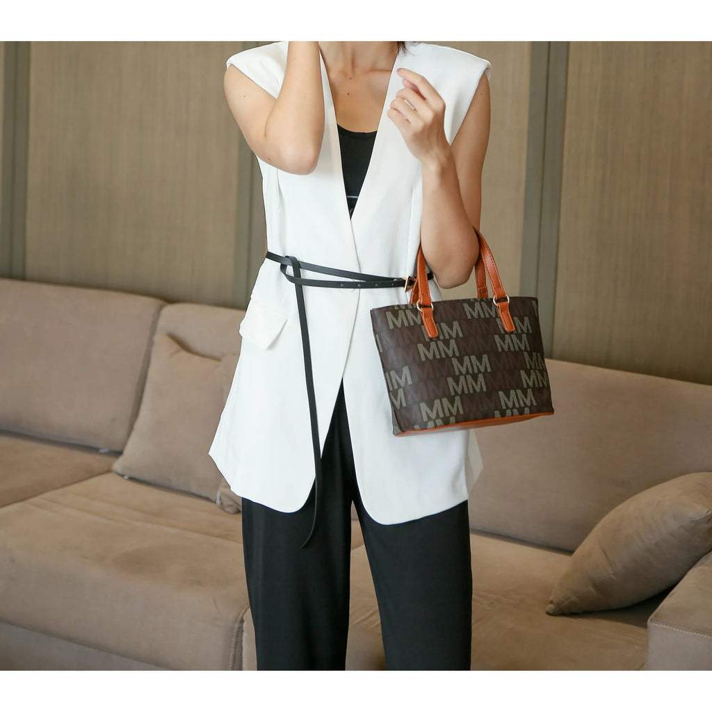 Alexy Women'S Tote Bag, Small Tote Bag, Pouch Purse & Wristlet Wallet Bag 4 Pcs Handbag Set by Mia K - Tan