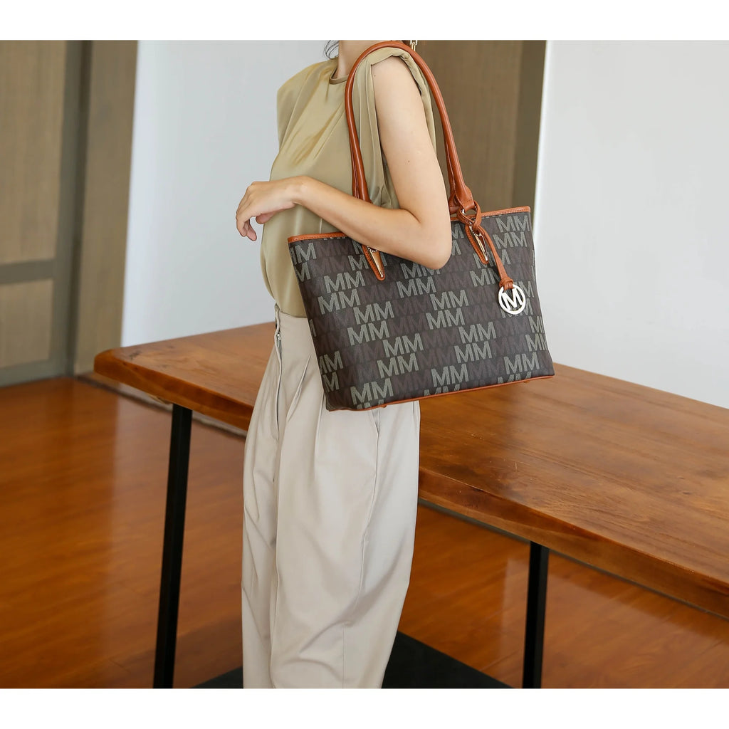 Alexy Women'S Tote Bag, Small Tote Bag, Pouch Purse & Wristlet Wallet Bag 4 Pcs Handbag Set by Mia K - Tan