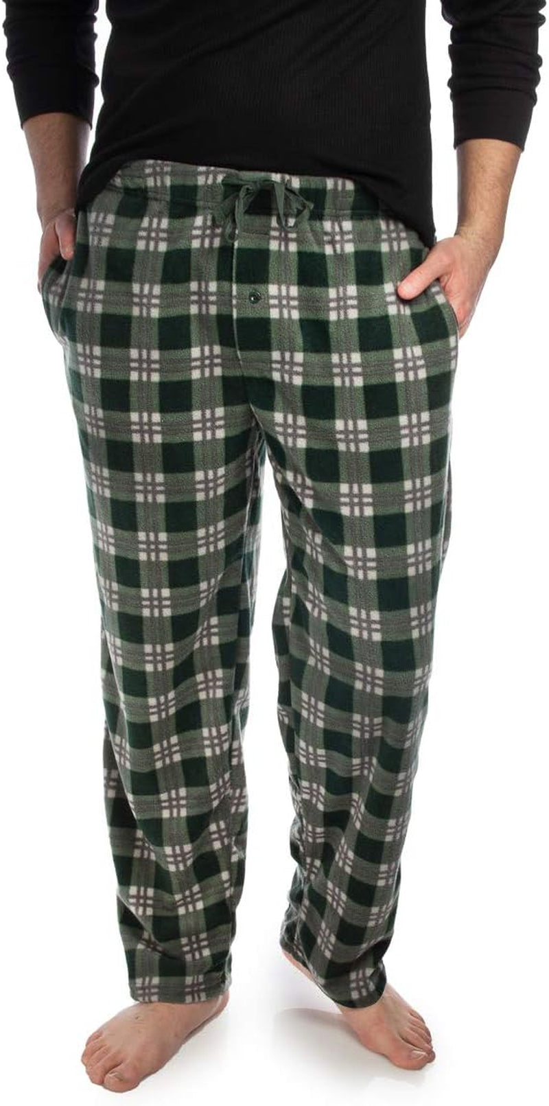 1Pack or 3Pack Mens PJ Pajama Pants Bottoms Fleece Lounge Pants Sleepwear Plaid Pjs with Pockets Microfleece