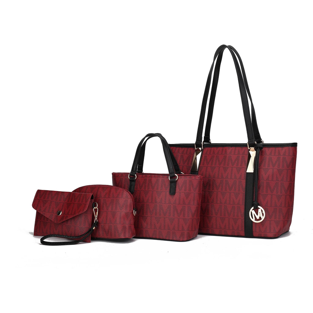 Marimar Women'S Tote Bag with Pouch and Wristlet, Signature 4 Piece Set by Mia K - Burgundy Red